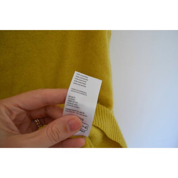 Pilcro Anthropologie Alani Cashmere Sweater Small Chartreuse Yellow - Picture 5 of 7